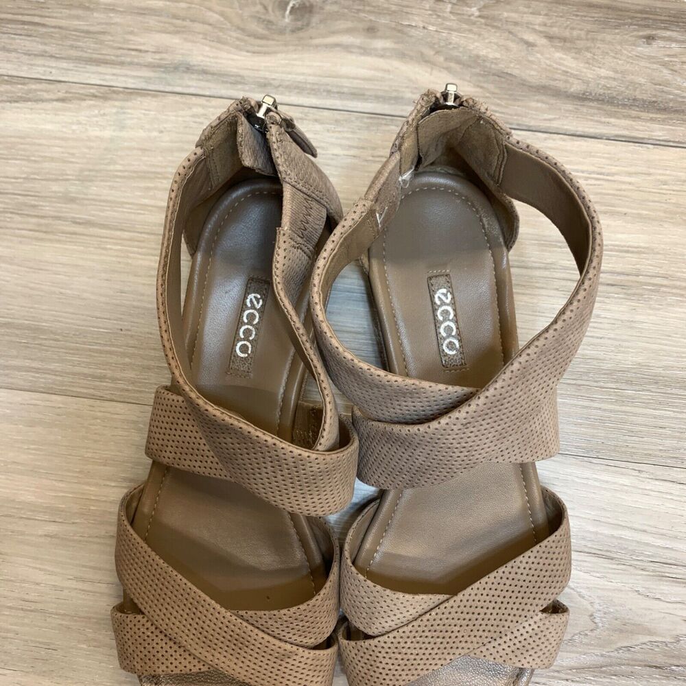 Ecco Sandals Womens 39 US 8 Bouillon Brown Criss Cross Leather Strappy Gladiator - Picture 8 of 12